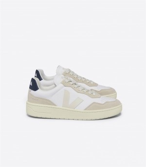 Sneakers Donna Veja V-90 Leather Pierre Nautico Bianche | Italy-512086